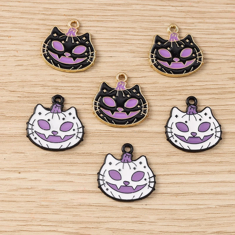 10 Stück 19x20mm Cartoon Emaille Halloween Kürbis Charms Anhänger für Schmuckherstellung Ohrringe Halsketten Armbänder DIY Bastelbedarf – Detail 5