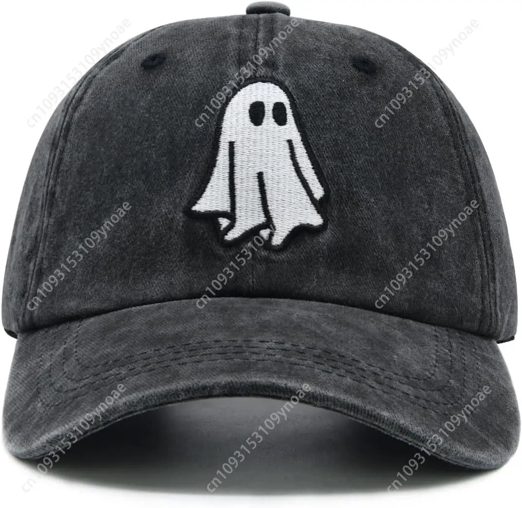 

Cute Embroidered Ghost Hat, Adjustable Spooky Halloween Baseball Cap For Men Women Black Men Woman Outdoor Casual Party Headwear