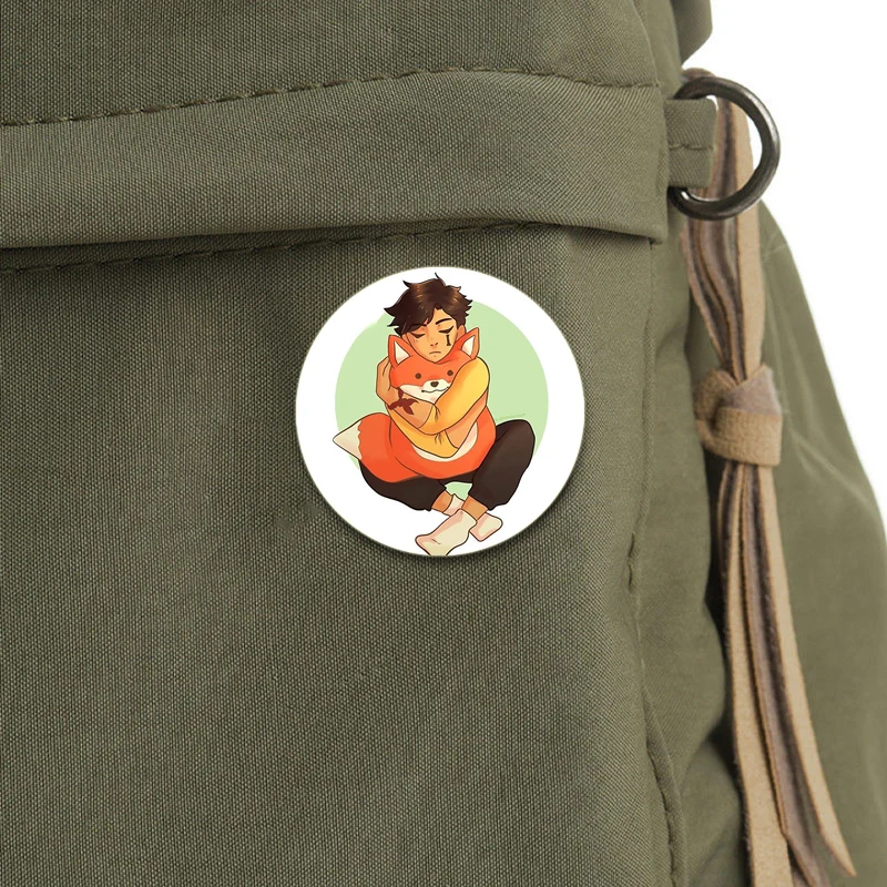 Anime The Foxhole Court Pins Round Cartoon Badge Handmade Tinplate Brooches Breastpin for Backpack Clothes Gifts Accessory