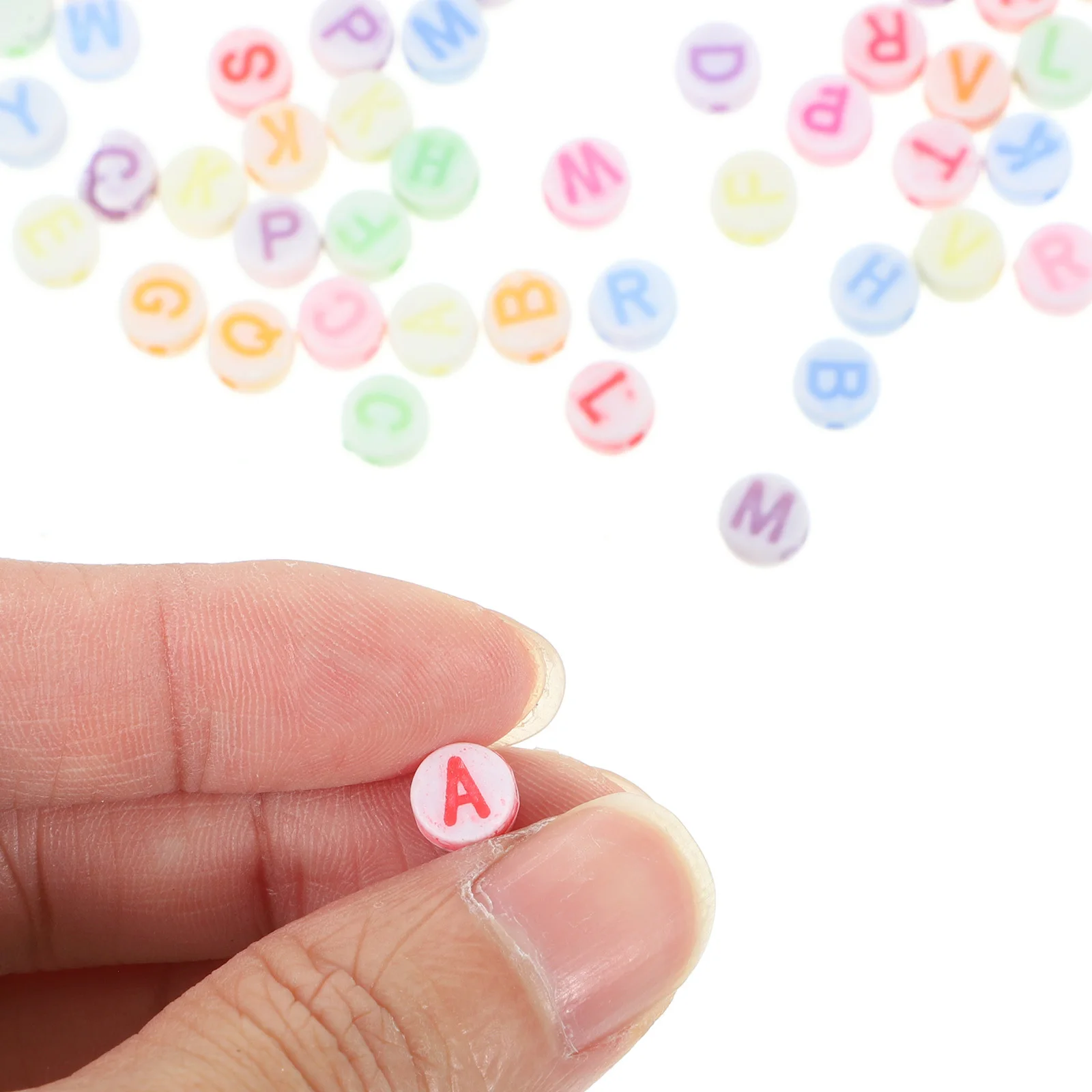 

200Pcs Multicolor 7mm Round Carved Letter Beads Acrylic Spacers Double Sided Letters A-Z Ideal for DIY Bracelet Necklace