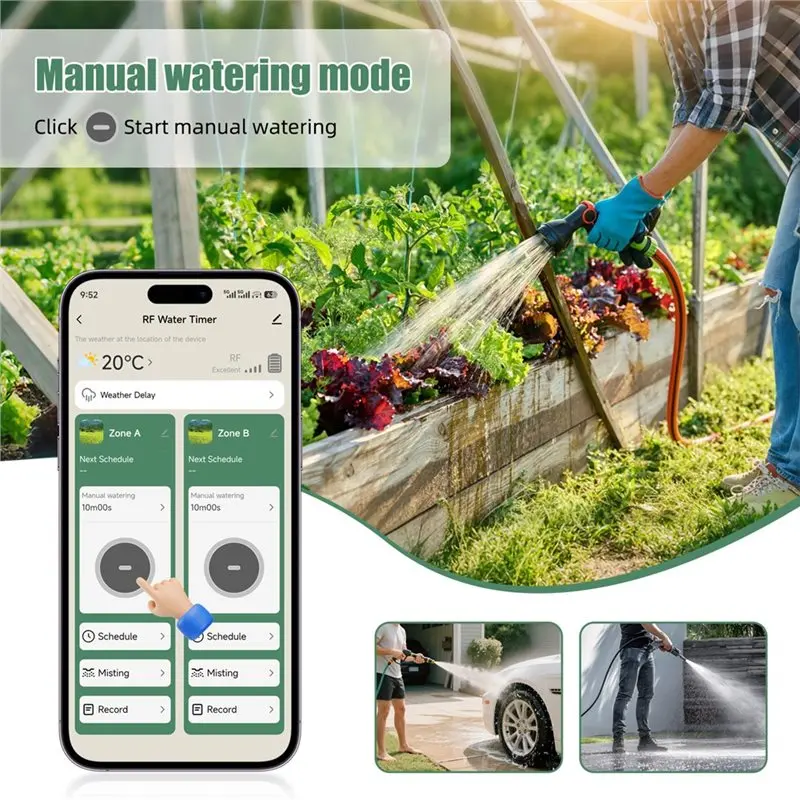 【CYBER MONDAY】Garden Auto Irrigation System Wifi Smart Water Timer 2 Zone App Control Watering With Rain Delay Function EU Plug