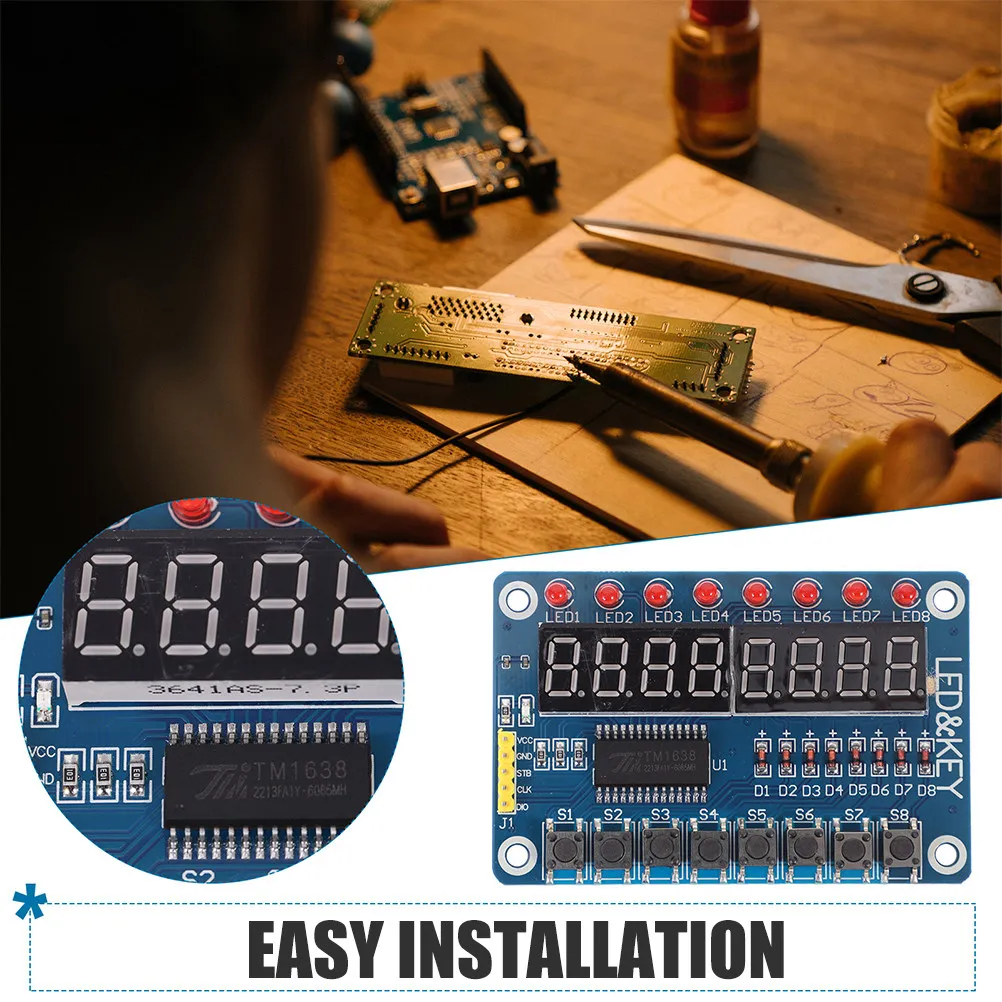 

2Pcs 8 Digit LED Display Module with 8 Keys for Microcontroller High Reliability Digital Tube Exquisite Craftsmanship Easy
