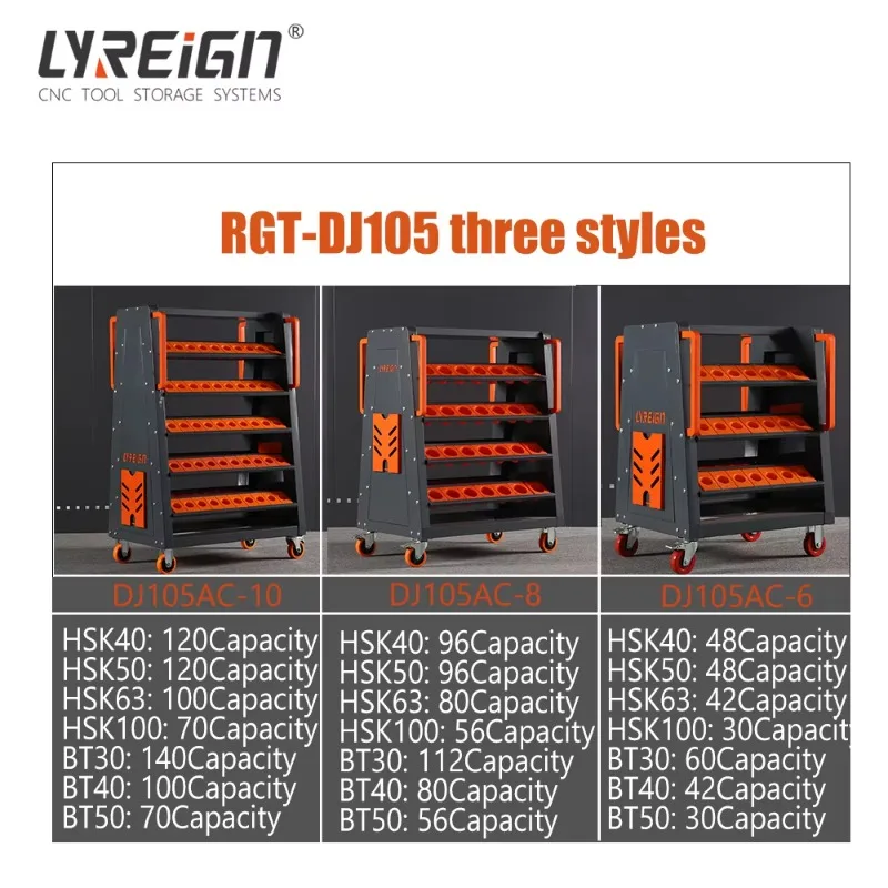LYREIGN DJ105AC-6 BT40 Collet Chuck Turning Tools Tool Holder Cat 40 Tool Holder Cart