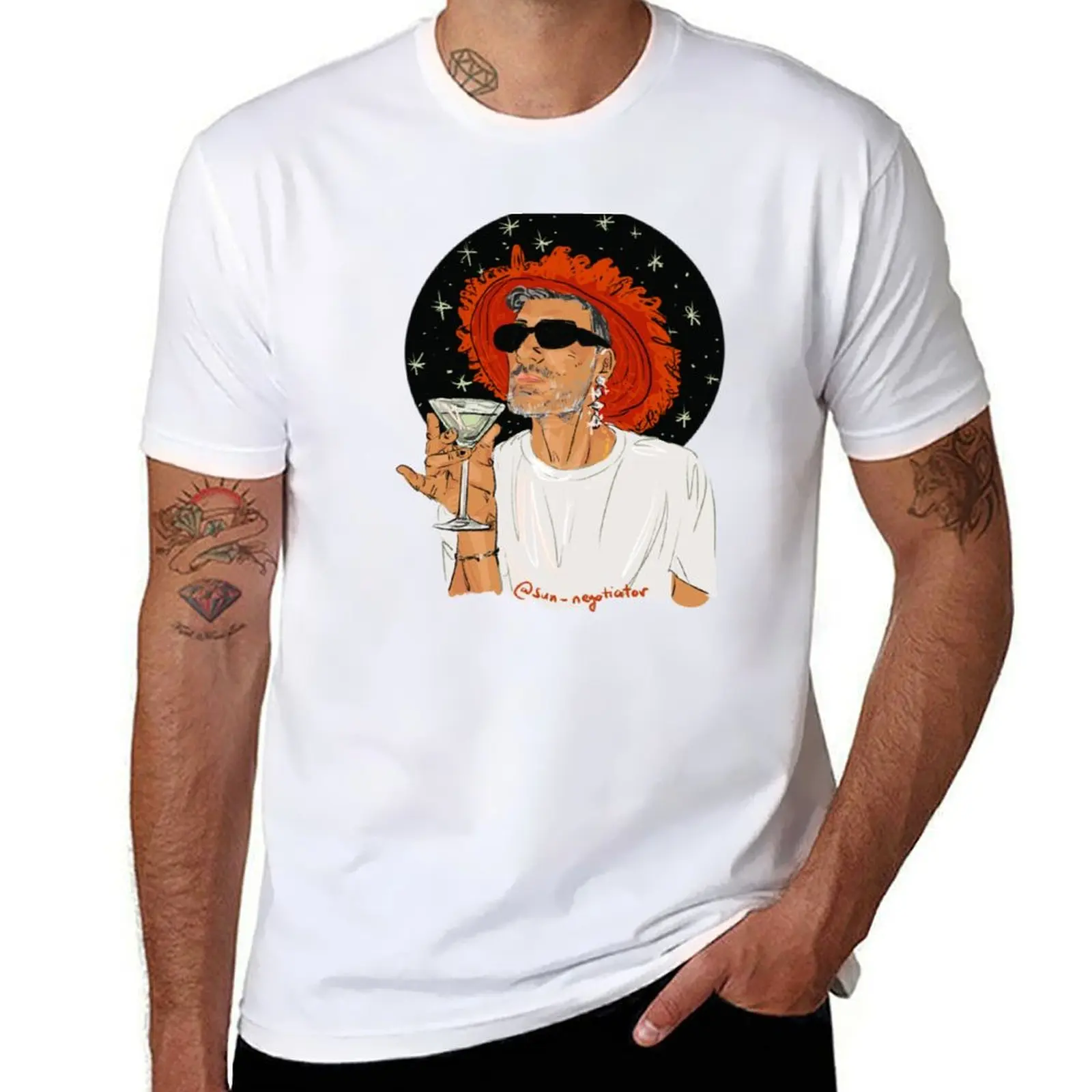 

Taika Waititi Sipping a Martini T-Shirt cotton t shirt pack t shirts for man pack white T-Shirt