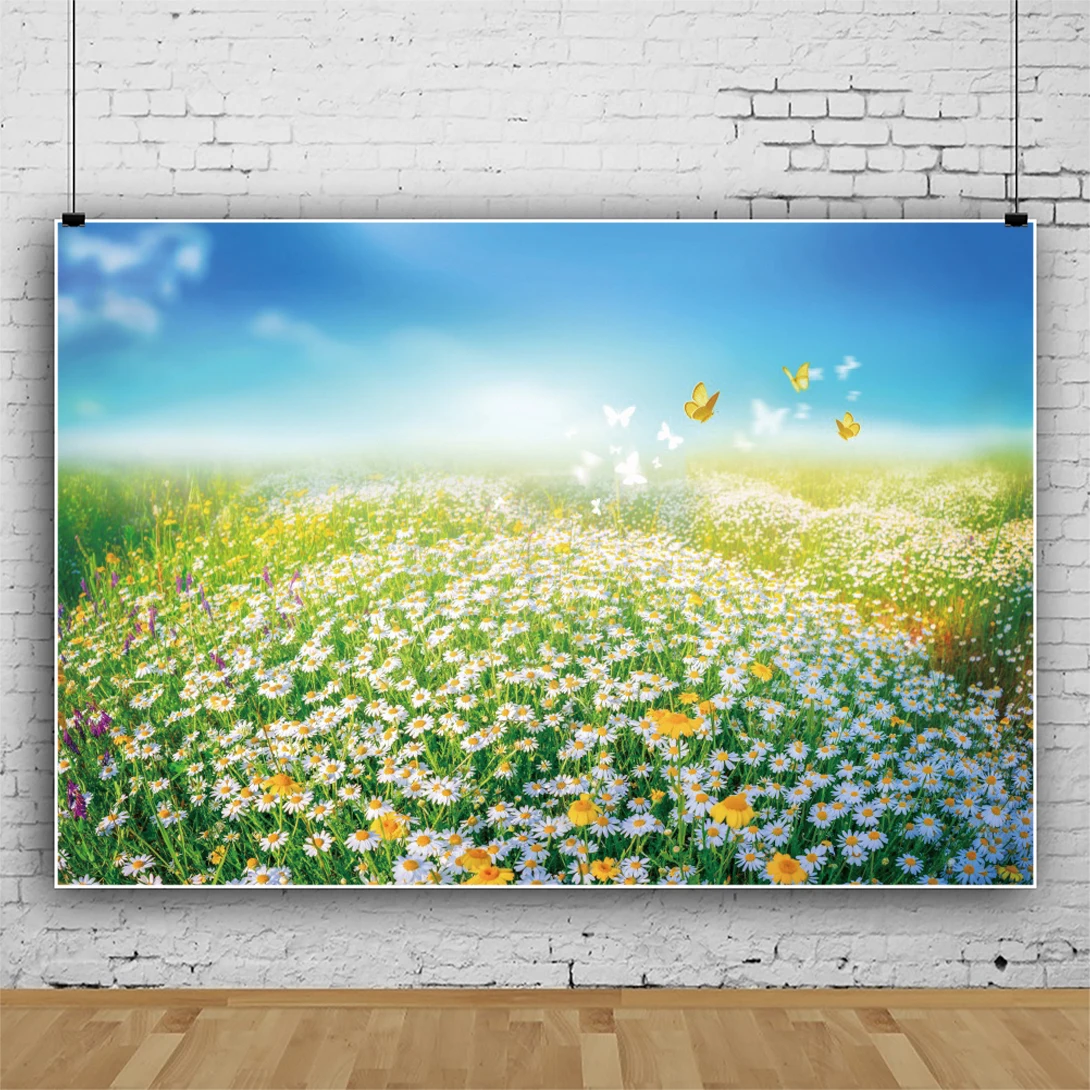 Spring Photo Backdrop Meadow Garden Grassland Park Flower Trees Photography Background Kid Baby Portrait Photo Shoot Studio Prop