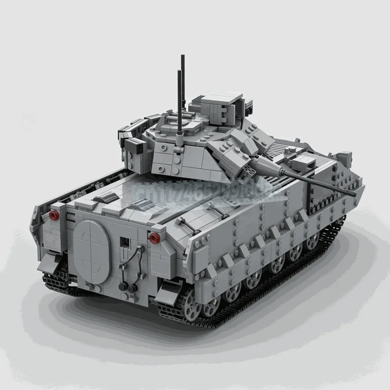 NEW 1698PCS MOC Bradley Armored Combat Vehicle Army Tank Model Custom Bricks DIY Creative Technical Assembly Collection Toy Gift