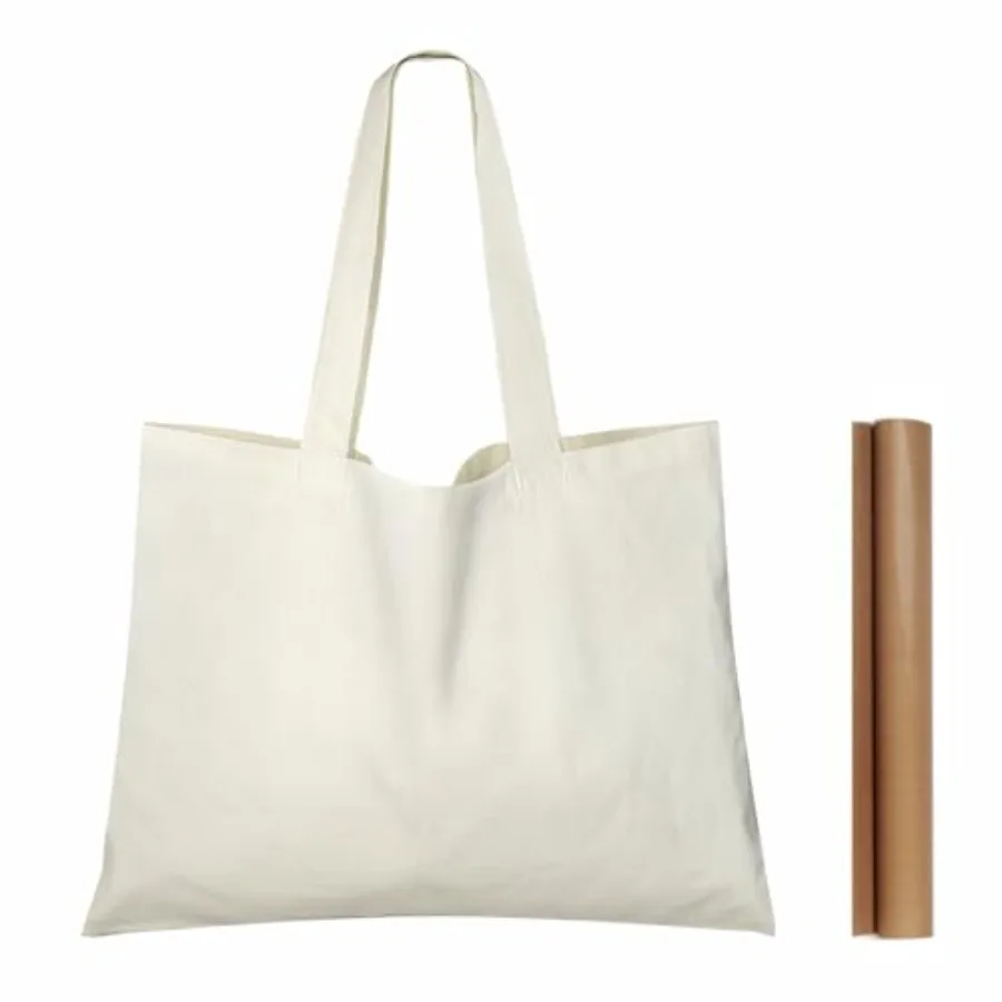 

Pack 20'' X 16'' Cotton Tote Bags, Lightweight Blank Bulk Cloth Bags with 1pc of PTFE Teflon Sheet