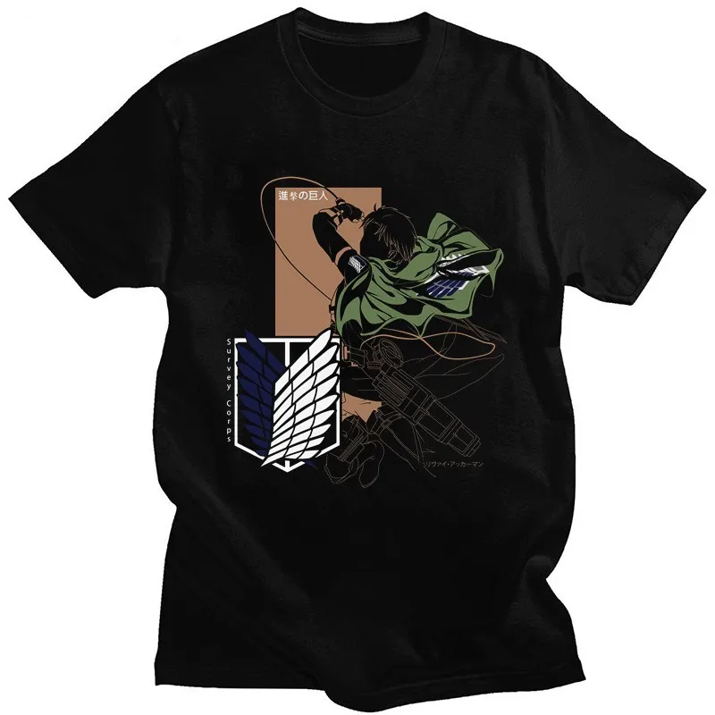 Camiseta de ataque a los Titanes para hombre, tema de Anime Levi Ackerman, novedad de verano, ropa informal de manga corta para padres e hijos