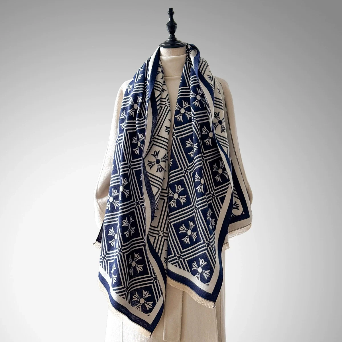 

Luxury Winter Warm Cashmere Scarf for Women Jacquard Pashmina Shawl Wrap Neckerchief Coldproof Female Bufanda Echarpe