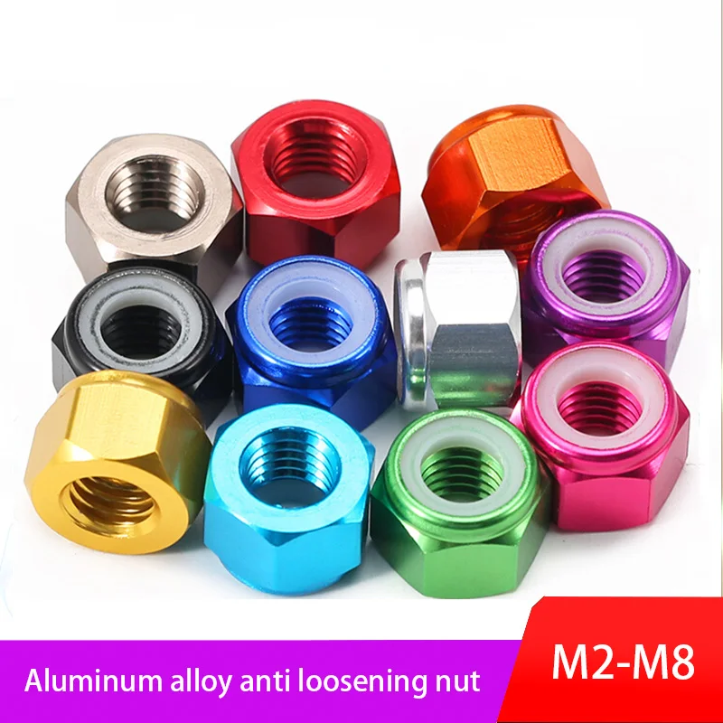 

M2-M8 Aluminum Alloy Nylon Lock Nut, Taiwan Standard Anti-Loose Hex Nut, Colorful Screw Cap for Electronics & Machinery