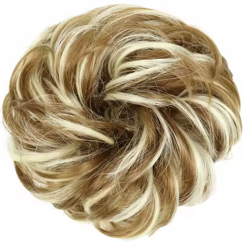 Azqueen Synthetic Messy Bun Chignon Donut Gary Brown Color Hair Bun Pad Elastic Hair Rope Rubber Band Hair Extensions - Image 38