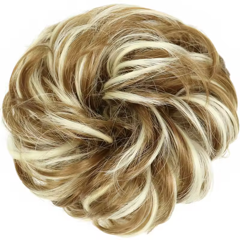 Azqueen Synthetic Messy Bun Chignon Donut Gary Brown Color Hair Bun Pad Elastic Hair Rope Rubber Band Hair Extensions - Image 38