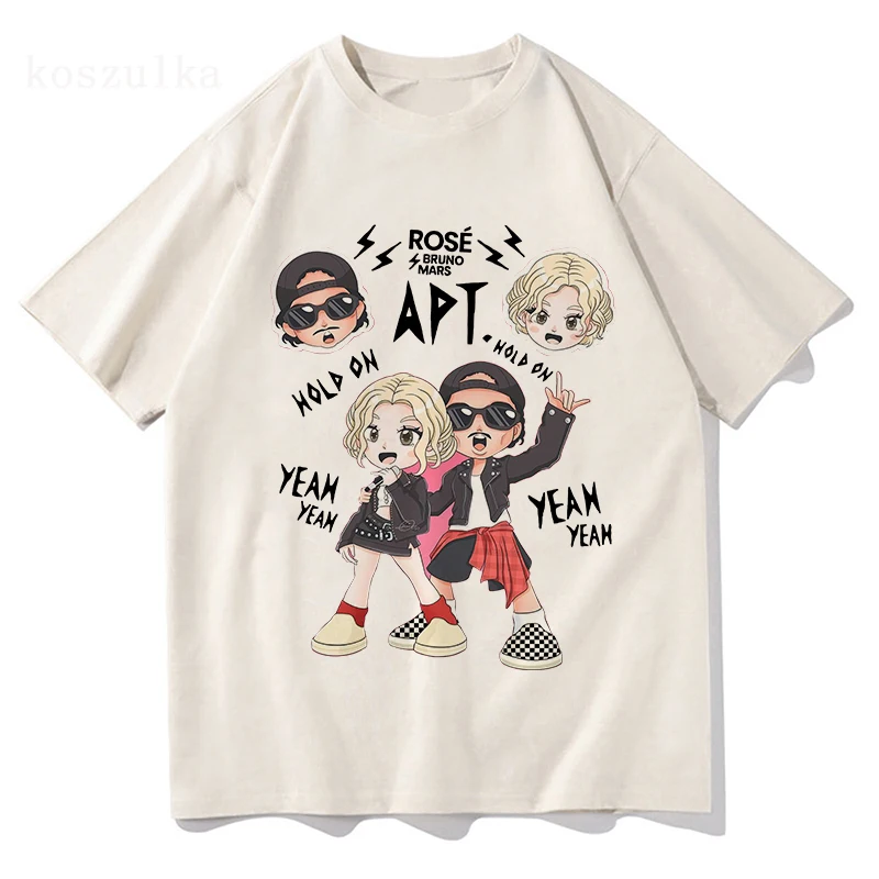 APT Yeah Yeah T Shirt Bruno Mars and Rose Men Clothing Harajuku Unisex High Quality Cotton Tops Funny Graphic T Shirts Fan Gift