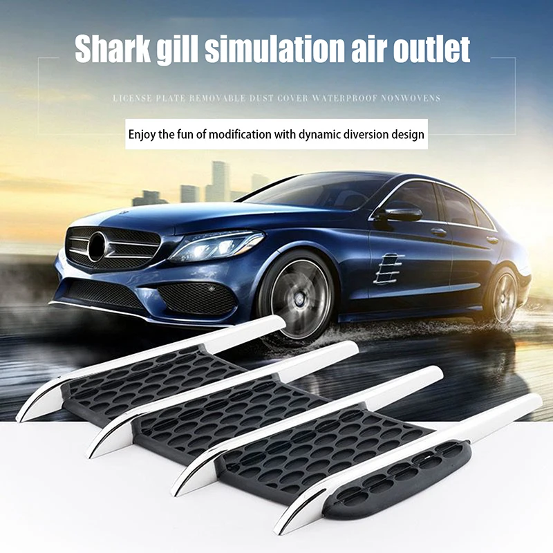 1 Pair Auto Flow Vent Shark Gills Simulation Outlet Side Vent Hood Bonnet Car Modification Supply Decoration Car Stickers