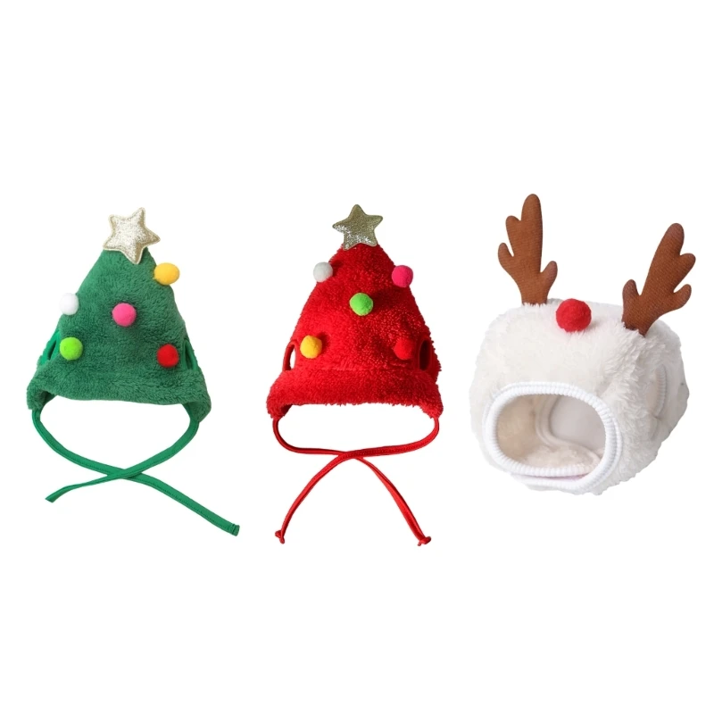 Chapeau de sauna de sapin de Noël renne, décorations pour animaux de compagnie, pompons étoile renne, vêtements de sauna pour chien, accessoires photo