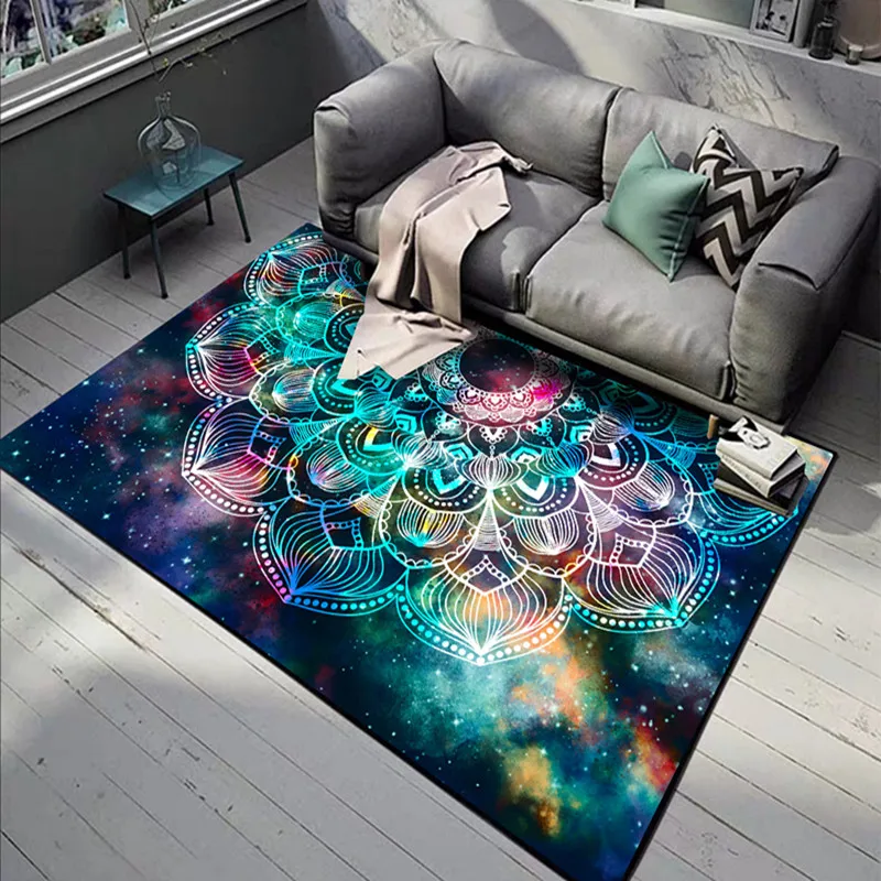 

Gorgeous Mandala Flower Carpets for Living Room Bedroom Non-slip Area Rugs Large Soft Kids Play Hallway Door Step Mat Home Decor