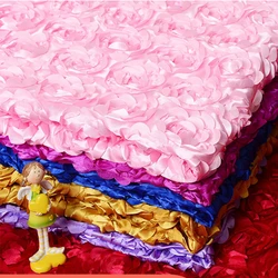 3D Floral Fabric Three Dimensional White Red Rose for Diy Sewing Wedding Carpet Dress Background Design Cloth