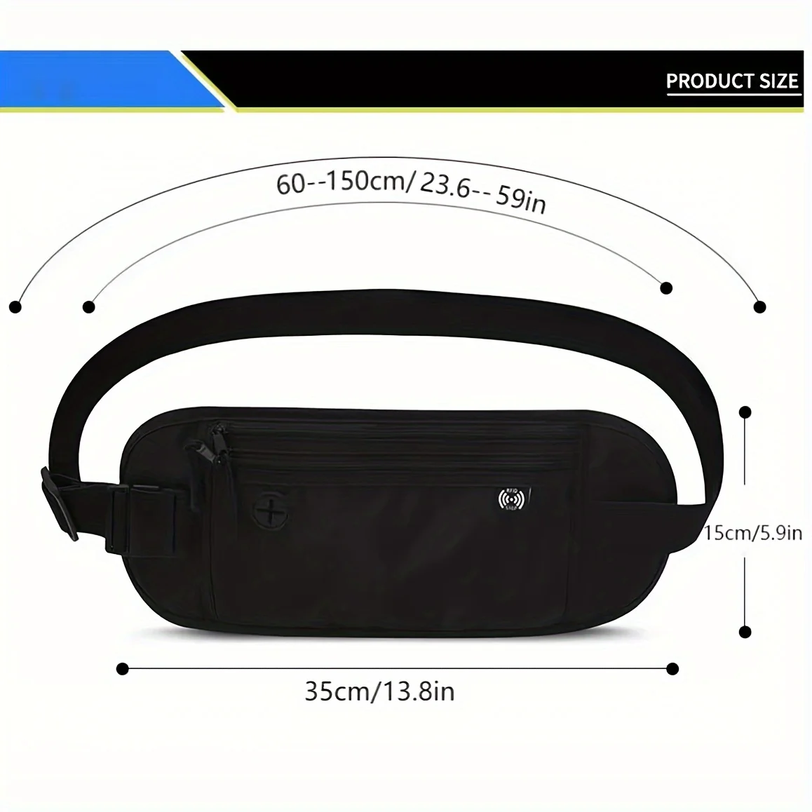 RFID 차단 여행 돈 벨트 가방 및 여권 거치대-안전하고 세련된 패니 팩, 안전한 여행용