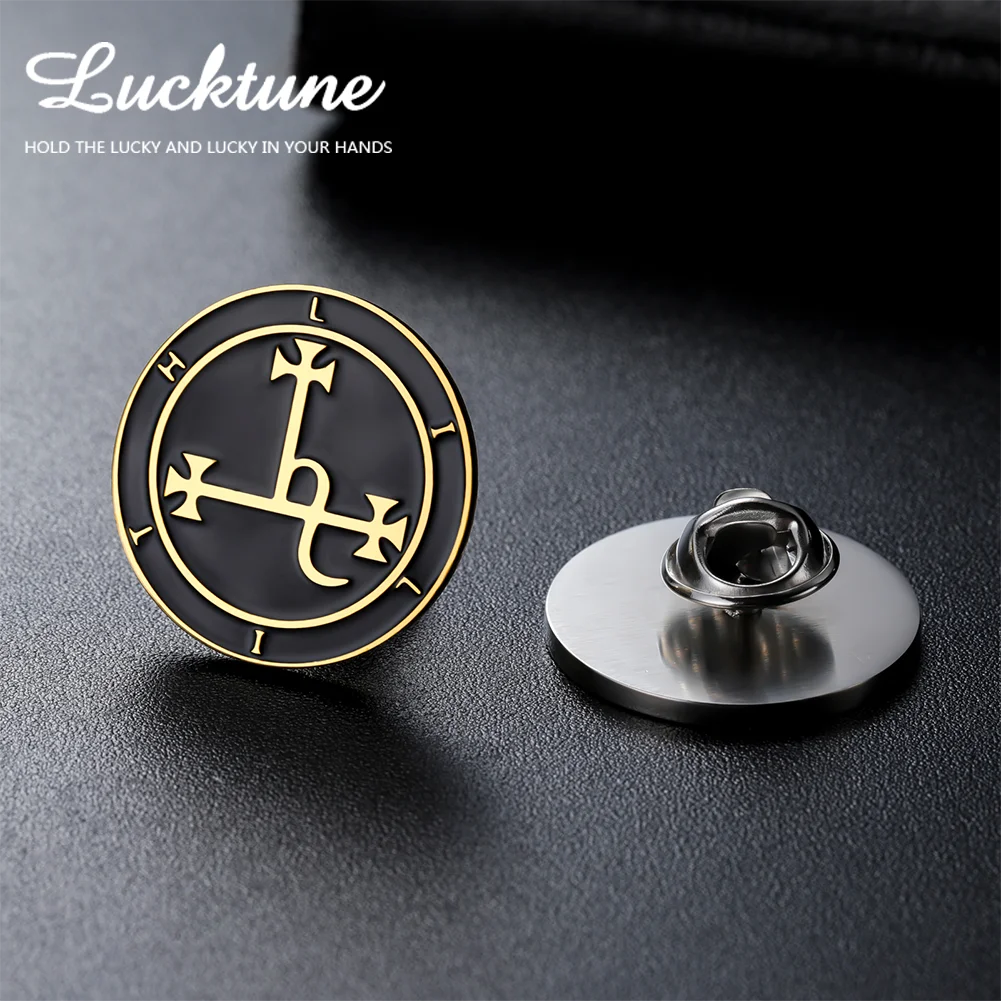 Lucktune Sigil من ليليث دبابيس الفولاذ المقاوم للصدأ دبابيس معدنية للنساء قميص رجالي شارة شيطان ختم سليمان التلبيب دبابيس مجوهرات
