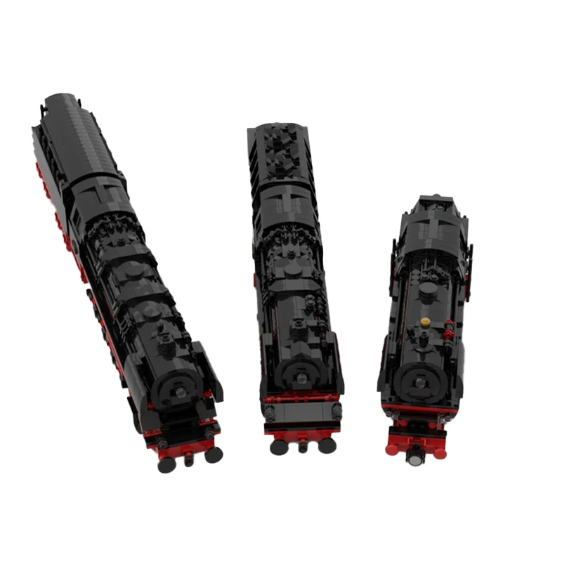 MOC Street View Retro Black Red Train Building Block DIY Model Collection Experts High Difficulty Education Bricks Toys For Kids