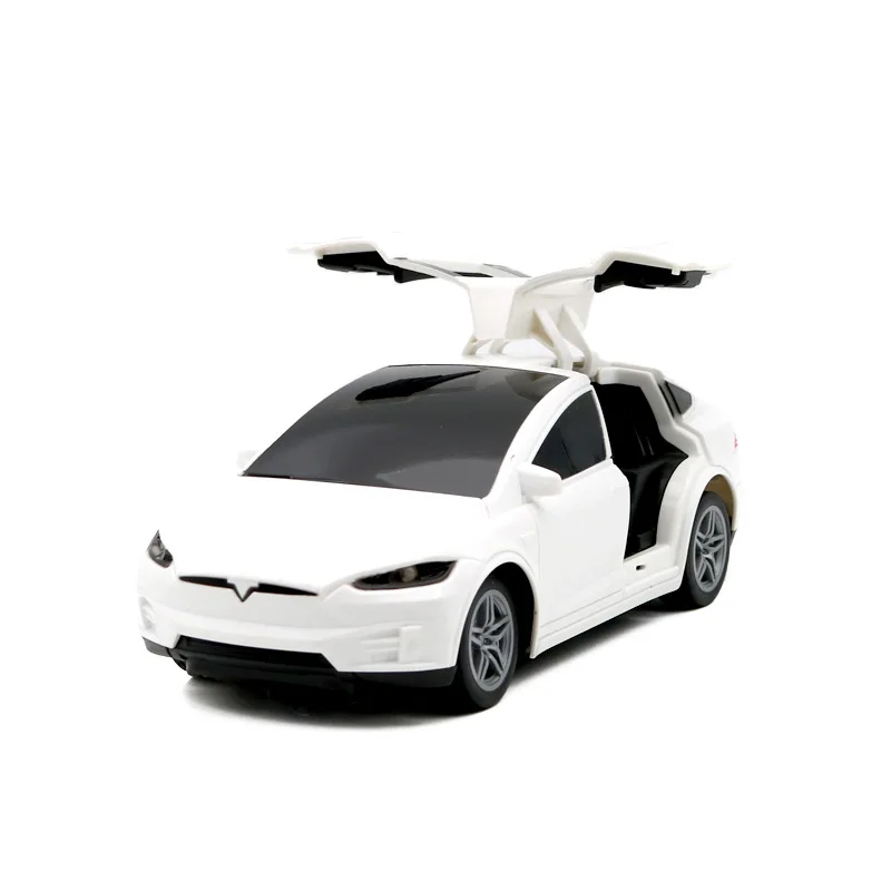 Coche teledirigido Tesla 1:24, coche de Control remoto Drfit de 4 canales con luces de simulación, puertas dobles, modelo de plástico, coche de juguete para regalo para niños