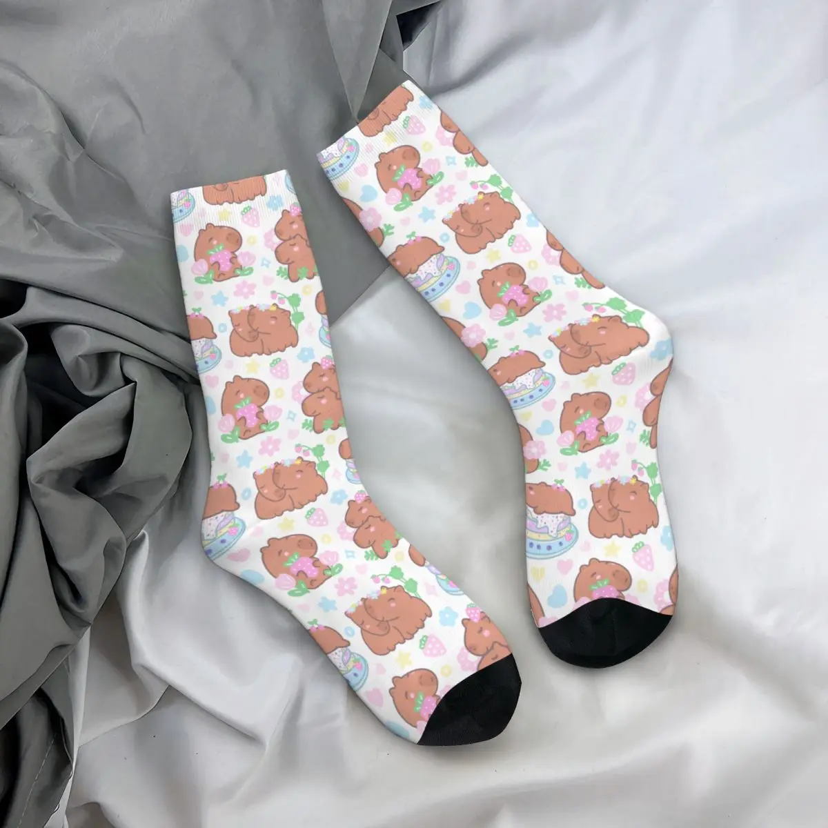 Calcetines de dibujos animados para hombre y mujer, medias deportivas divertidas y felices, informales, Capybara, primavera, verano, Otoño e Invierno