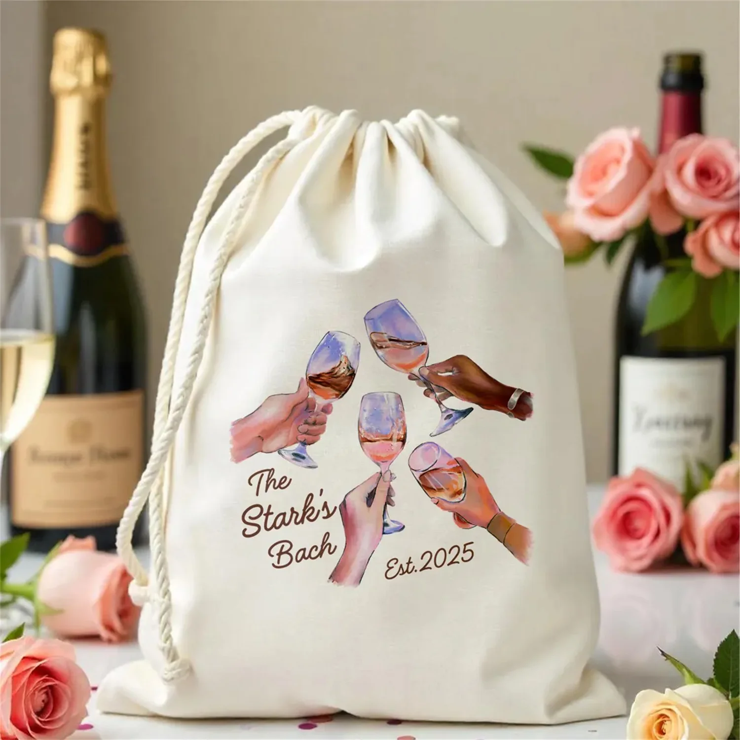 25 PCS Bolsa de recuerdo de despedida de soltera de copa de vino personalizada - Kit de resaca de copa de vino Bolsas de recuerdo - Bolsas de felicitación de copa de vino - Viaje de niñas Bach