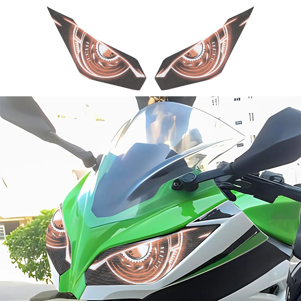 

Motorcycle Headlight Sticker Eye Guard Headlight Sticker Decal Front Fairing Headlamp For Kawasaki Ninja 250 Ninja 300