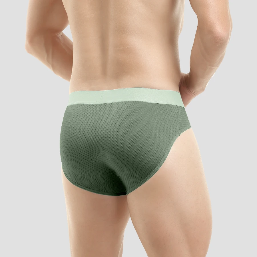 Ice silk underwear for men, breathable mesh triangle pants, summer thin and comfortable triangle short slit