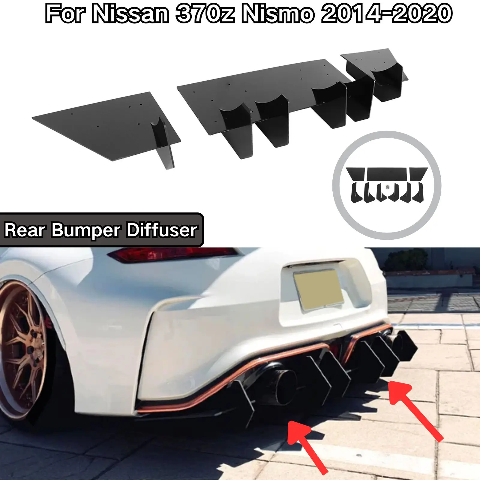 

Для Nissan 370Z Nismo 2014-2019 2020, диффузор заднего бампера, автомобильные аксессуары, АБС-пластик, глянцевый черный комплект кузова, задний диффузор