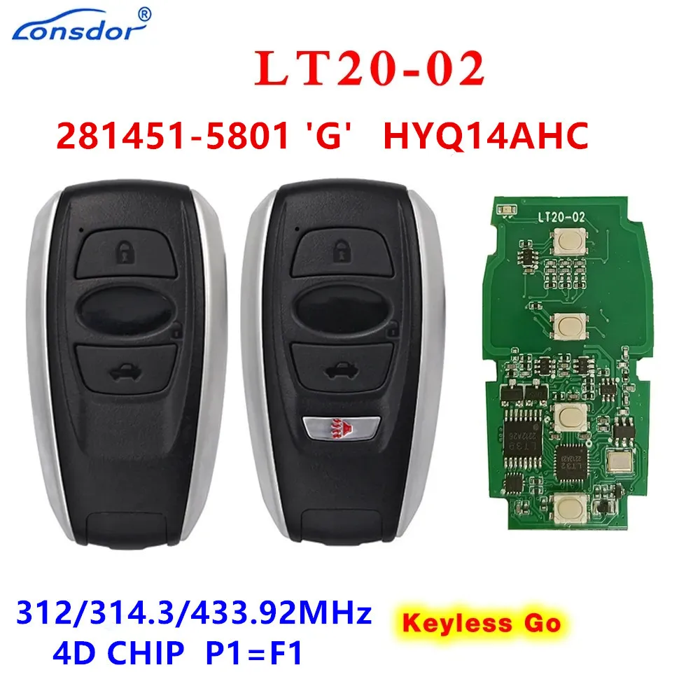 KEYECU Replacement Keyless Smart Key 312/314.3/434 MHz 281451-5801 For Subaru Forester Legacy Impreza XV BRZ 2014-2020 HYQ14AHC