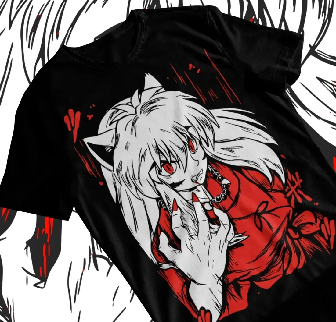 Inuyasha Sesshomaru T-shirt Red Moon Inu Yasha Kawaii Anime Soft Tee Shirts for Women  Women Clothing  Graphic T Shirts