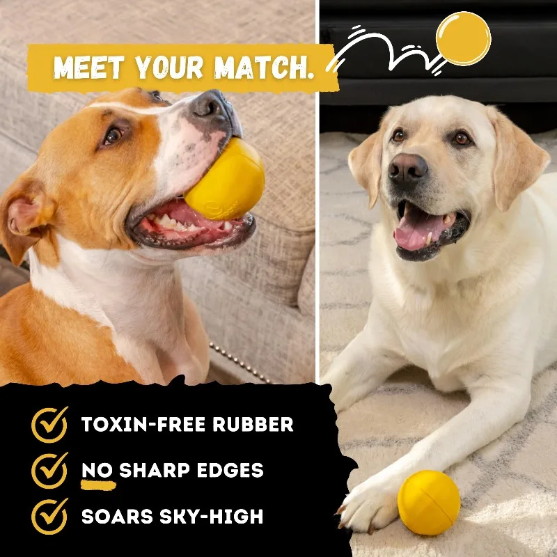 

Yellow Rubber Ball for Aggressive Chewers, Suitable for all Dogs, Ideal for Indoor/Outdoor Fetch, Training, and Exercise