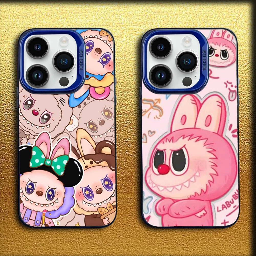 

Cartoon Cute Labubu Phone Case For iPhone 16,15,14,13,12,11,Mini,Pro,MAX Blue Matte Silicone Cover