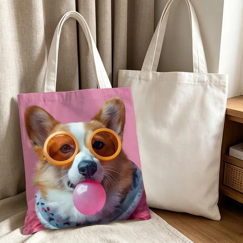 Kawaii Anime Bubble Style Storage Bags Canvas Tote Bag Women Large Capacity Reusable Eco Shopping Bag Shoulder Handbag
