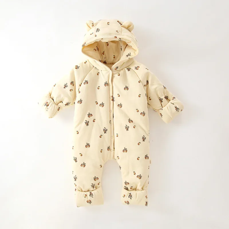 Infant and Toddler Cotton Clothing Winter Jumpsuit Newborn Three-layer Thickened Cotton Jacket Baby Warmth Go Out Clothes