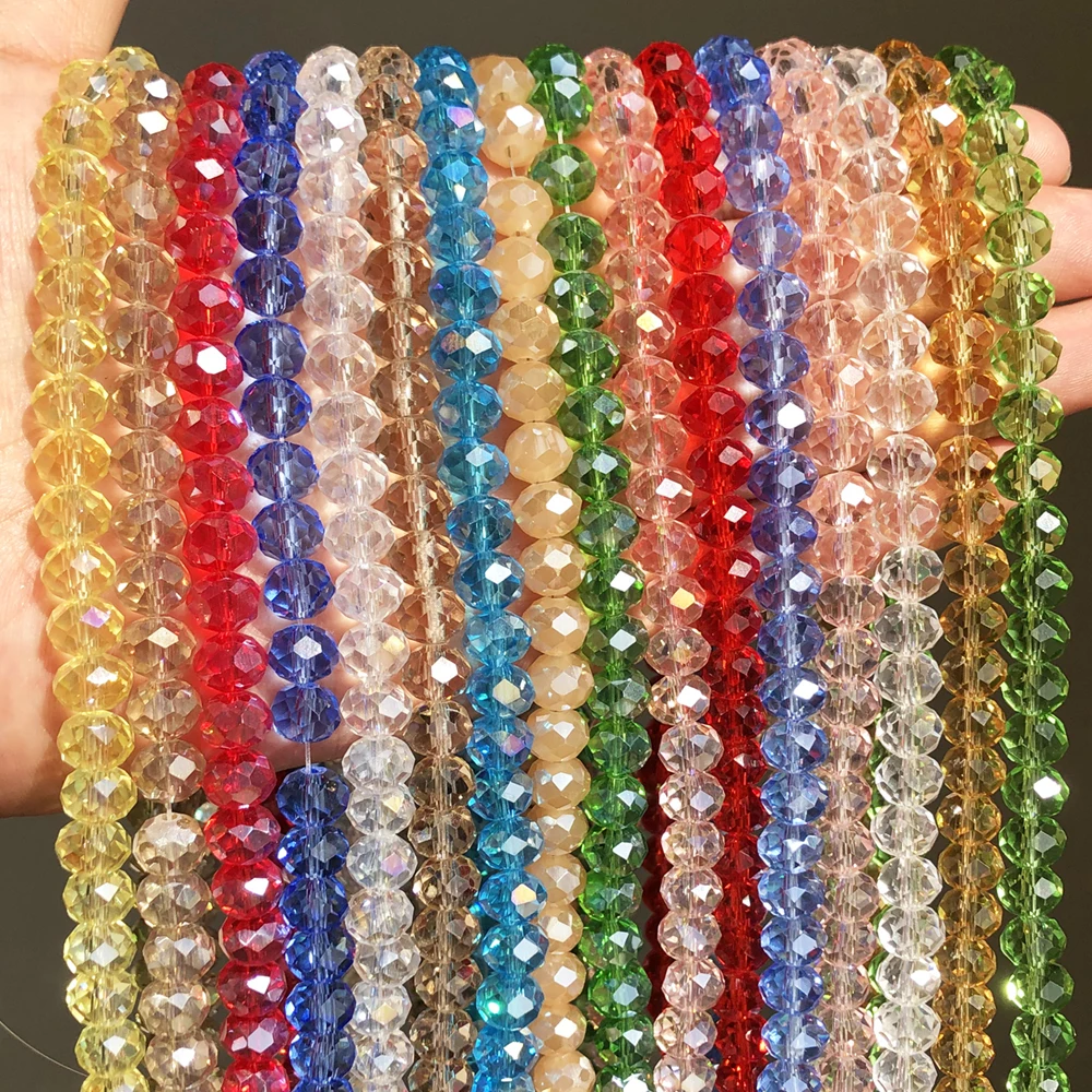 AB Clear Austria Faceted Crystal Rondelle Glass Bead Loose Spacer Beads For Jewelry Making DIY Bracelet Necklace 3/4/6/8/10/12mm