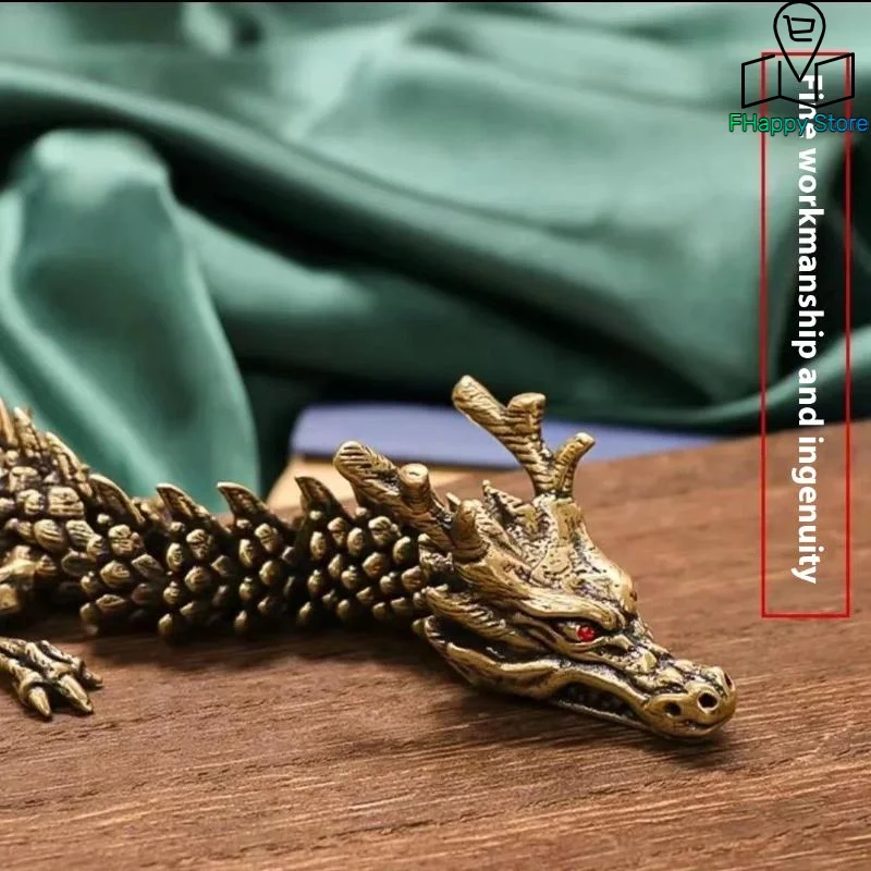 1Pcs Moveable Body Joints Antique Alloy Lucky Dragon Desktop Office Crafts 3D Dragon Statue Ornament Home Decoration Gifts