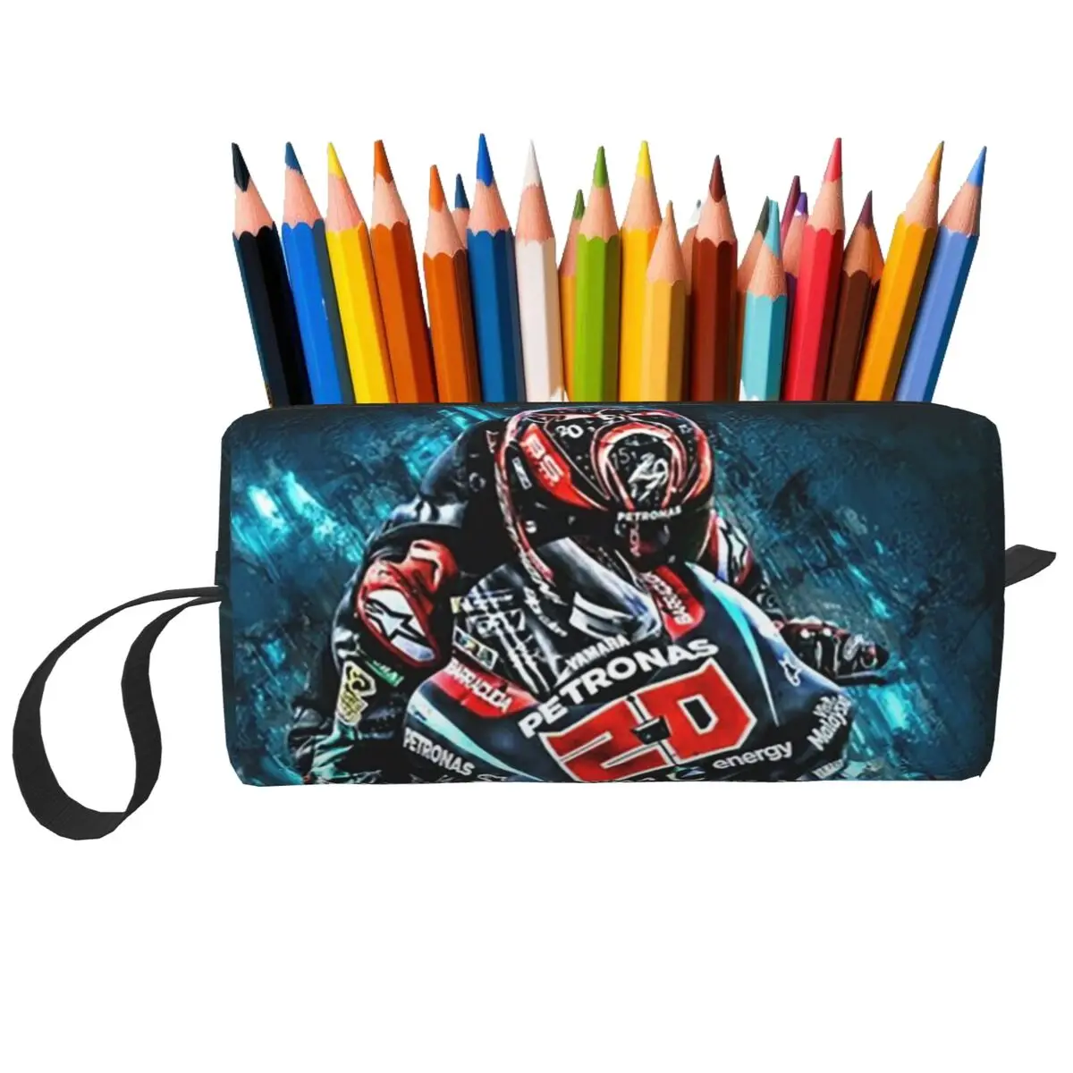 Fabio Quartararo French Motorcycle Racer Pencil Case for Students Pen Box Pencil Bag Stationery Supplies Women Organizer Pouch