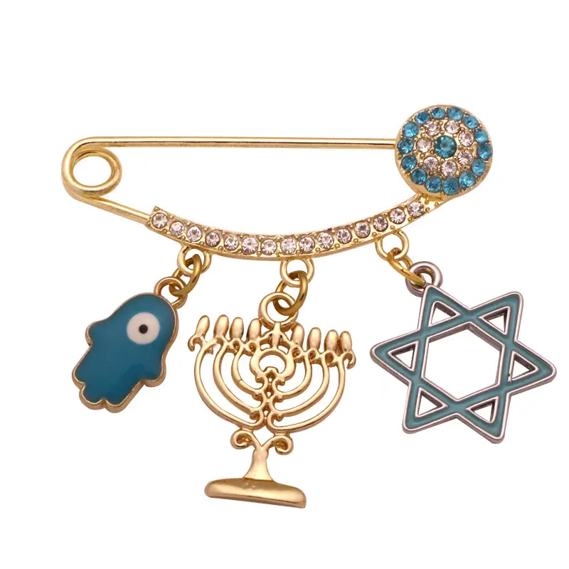 ZKD Jewish Menorah baby brooch hanukkah gifts for kids Hebrew Star of David baby pin