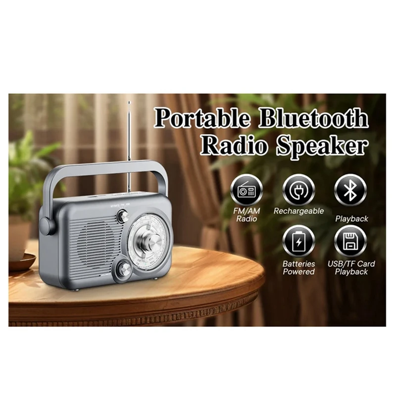 Portable Multifunctional Radio Full Band FM/AM Radio TF Card U Disk Music Player Outdoor Wireless Bluetooth Speaker