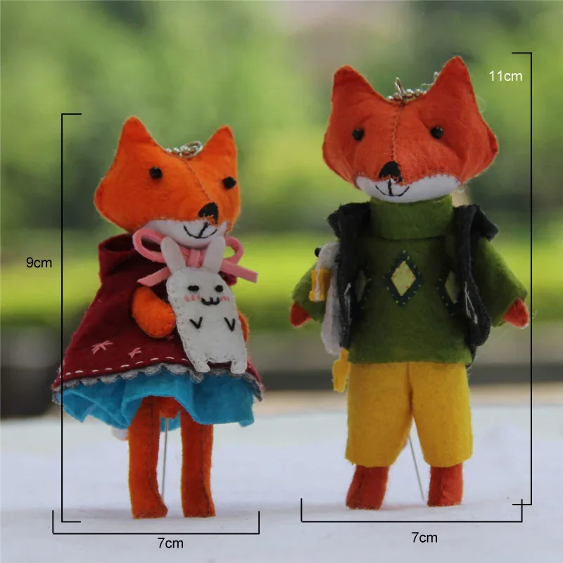 2 Pcs Children Gift Lovely Fox Families Home Decor Bedroom Felt Doll Handmade Sewing Cloth Craft Toys Felt DIY Package