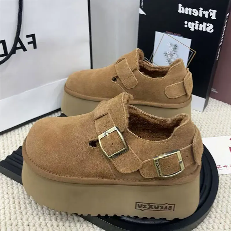 Sapatos de inverno femininos tamancos plataforma trepadeiras novos sapatos mulher 2025 tamancos plataforma novas trepadeiras