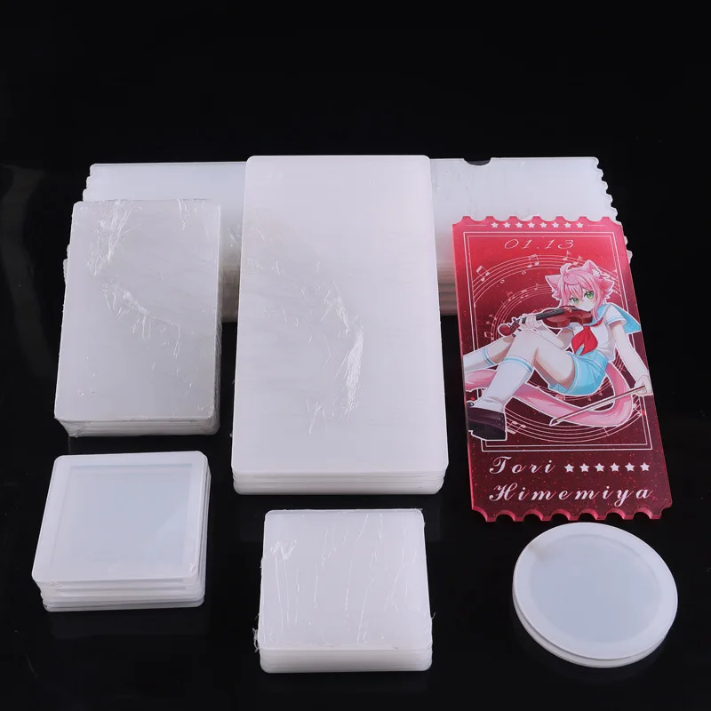 5 Set DIY Shake Acrylic Quicksand Mahjong Blank Plate Handmade Guka Brick Material Round Square Rectangular Shap Quicksand Plate