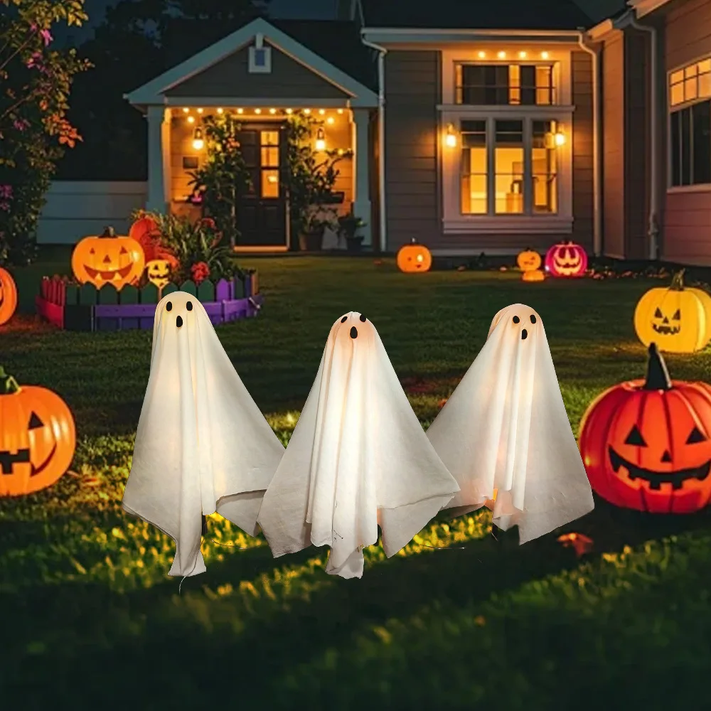 

Новый солнечный призрак, заземленный фонарь на Хэллоуин, уличное украшение двора, световая гирлянда, атмосферная композиция, ландшафтное освещение