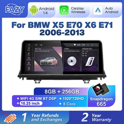 New ID8 Qualcomm 8+256GB Android 14 Auto Radio For BMW X5 E70 X6 E71 2006-2013 Wireless Carplay GPS Multimedia Player Stereo DSP
