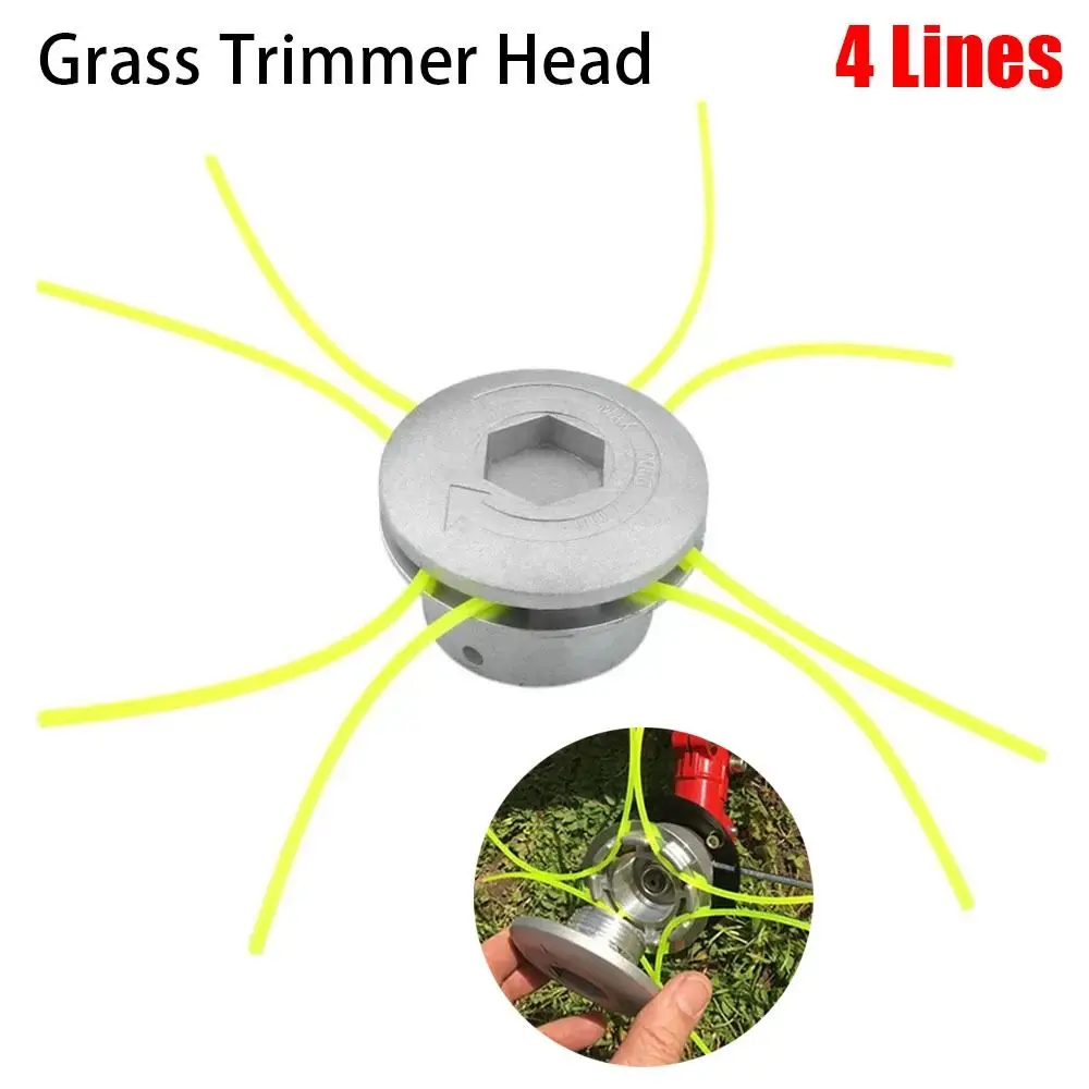 

1Pcs New with 4 Lines Grass Trimmer Head Aluminum Nylon Brush Cutter Head for Lawn Mower Silver Grass Cutting Line Head