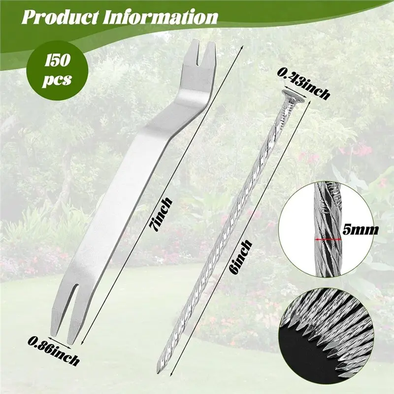ABKO-Turf Nails Spiral Spikes For Artificial Grass Landscape Stakes Securing Fences Lawn Paver Edging For Weed Barrier Garden