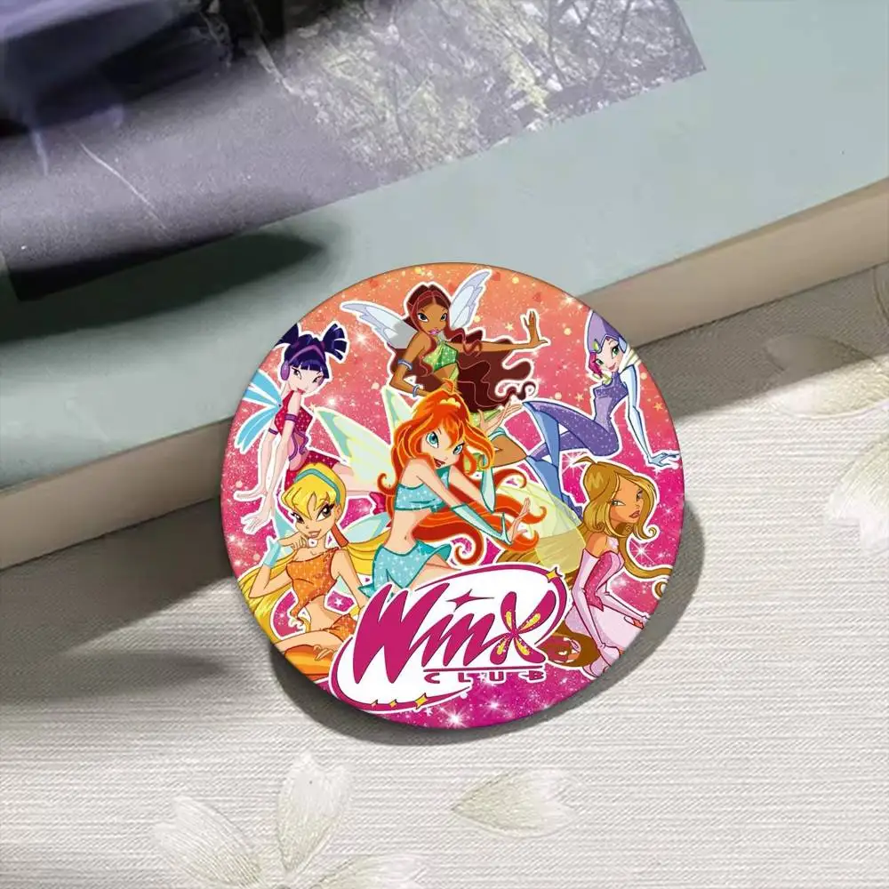 G-Girl Winx Catoon شارات أنيمي شارة ليزر مستديرة الكرتون بروش الملابس على ظهره اكسسوارات التلبيب