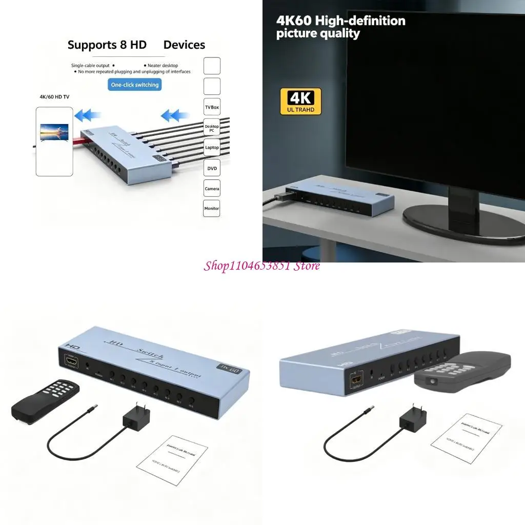 

Fast Speed HDTV Switcher Output Supports 4K60hz UHD 10 Metal Shell For Gaming Office Use